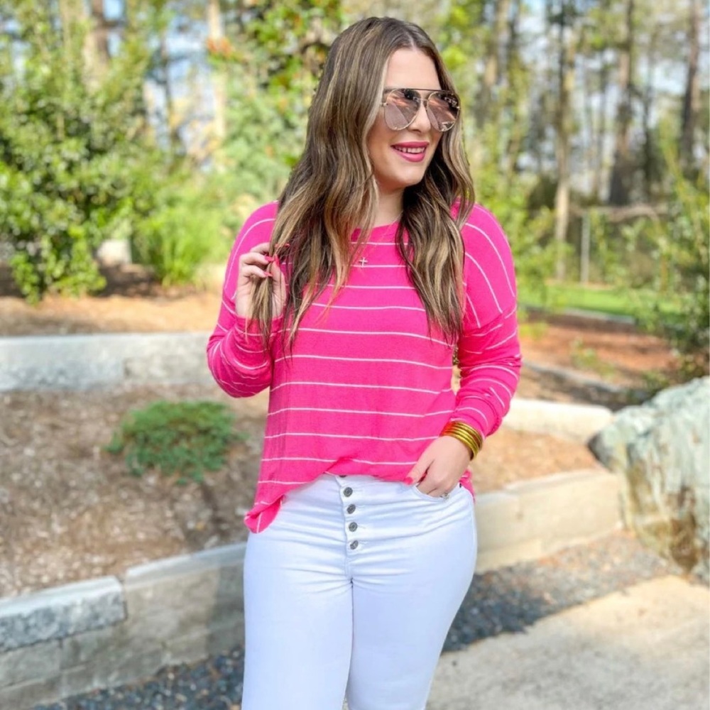 Long sleeve Pink and White Striped Shirt